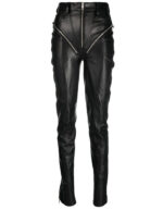 zip-embellished leather trousers Highlights black